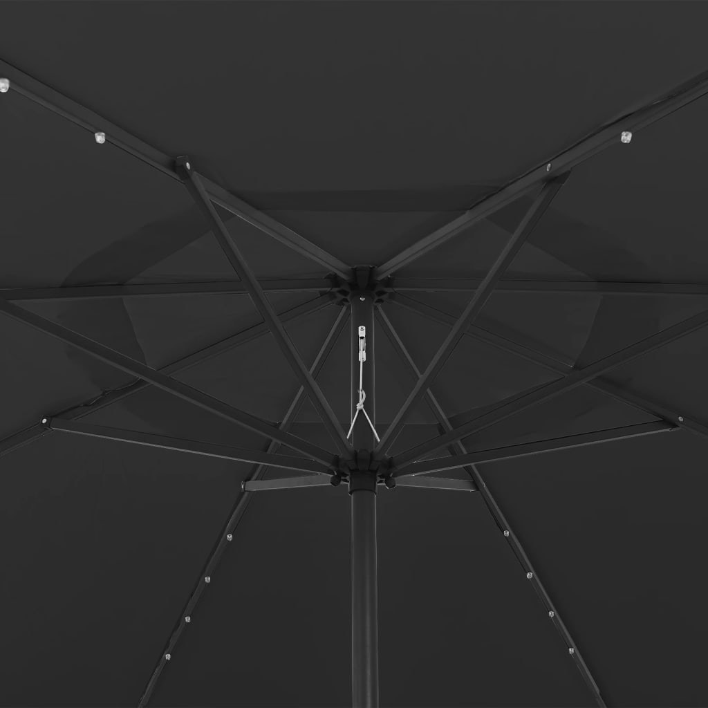 Umbrelă soare de grădină cu LED-uri, negru, 400 cm GartenMobel Dekor