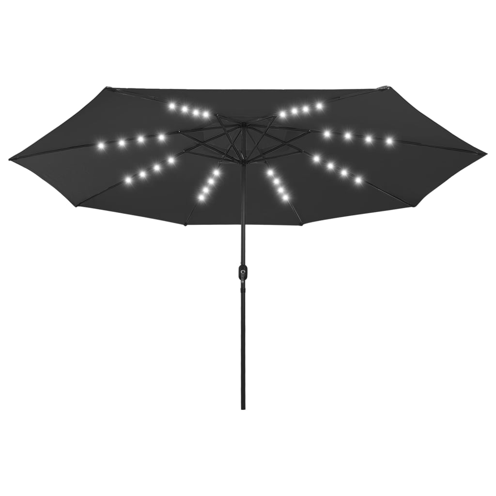 Umbrelă soare de grădină cu LED-uri, negru, 400 cm GartenMobel Dekor