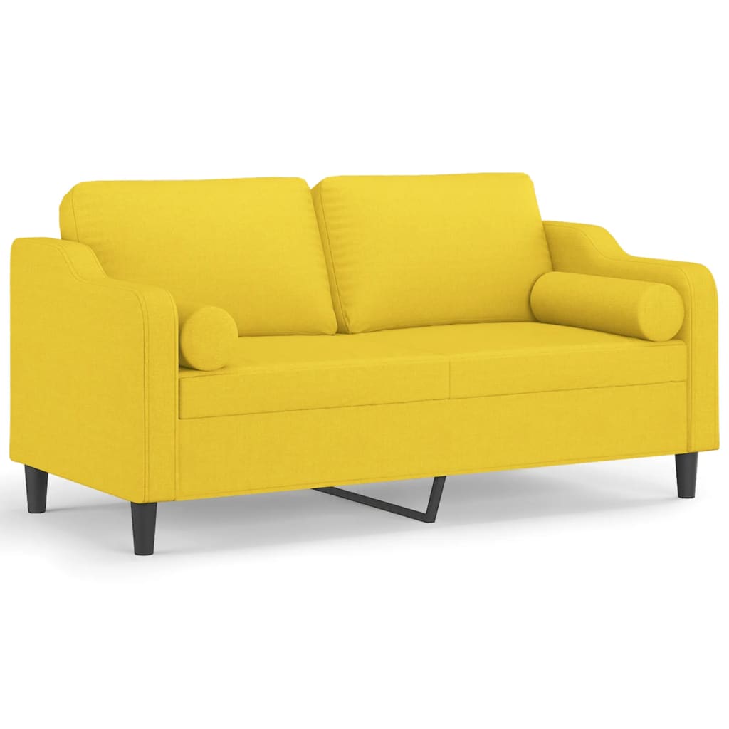 Canapea cu 2 locuri cu pernuțe, galben deschis, 140 cm, textil GartenMobel Dekor