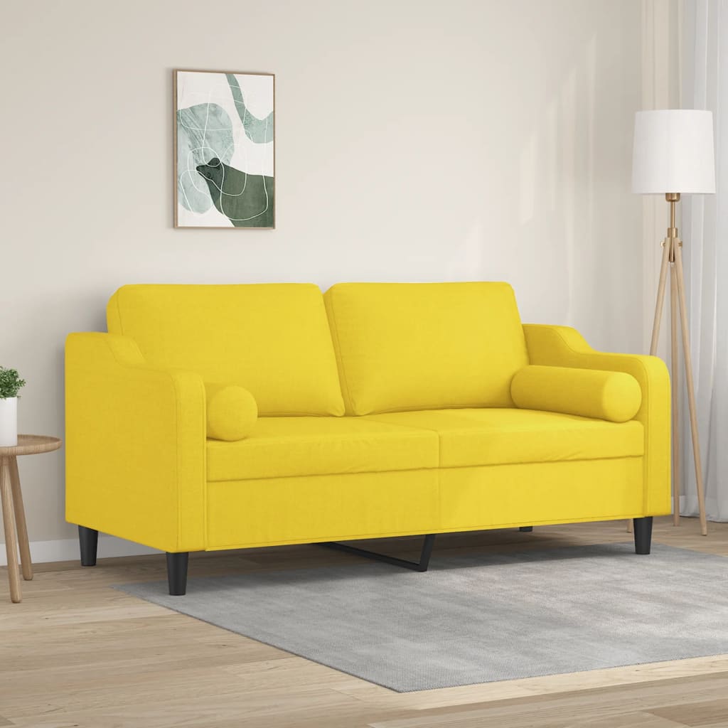 Canapea cu 2 locuri cu pernuțe, galben deschis, 140 cm, textil GartenMobel Dekor