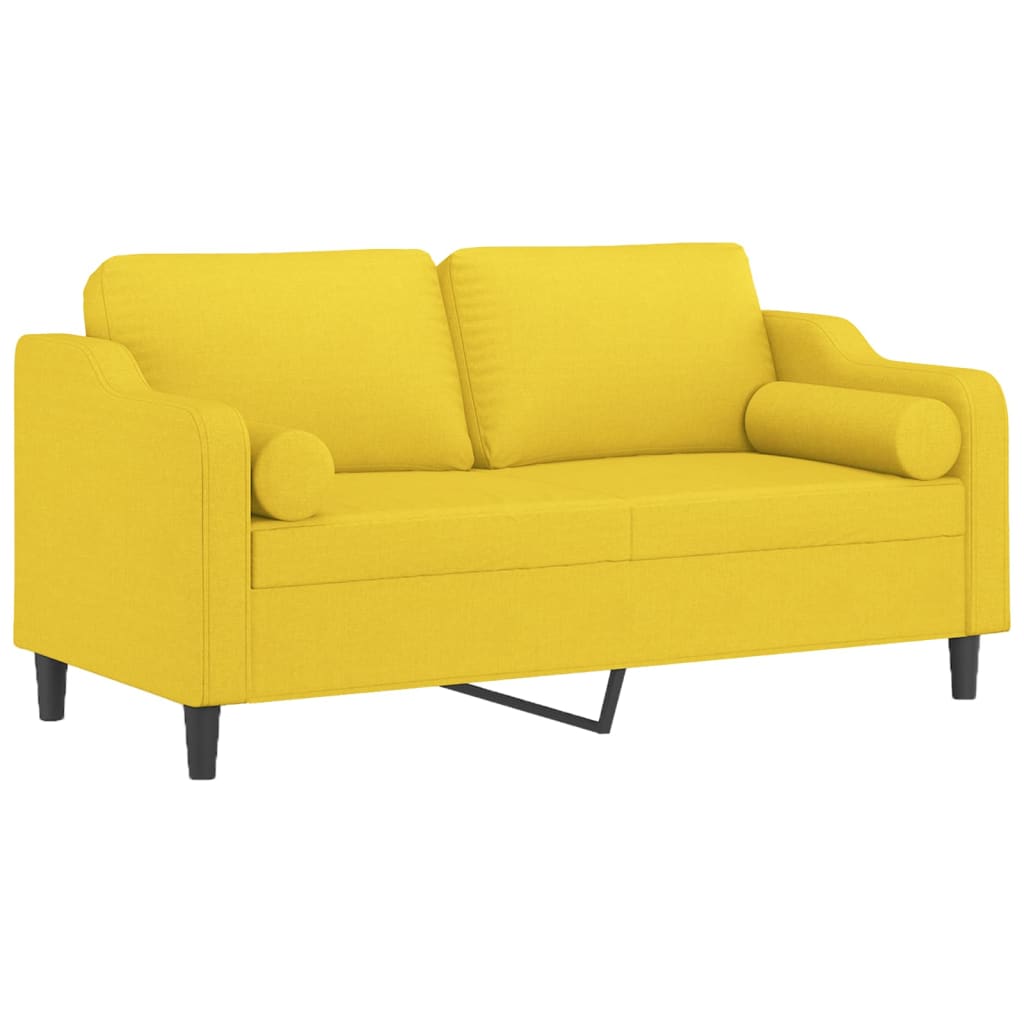 Canapea cu 2 locuri cu pernuțe, galben deschis, 140 cm, textil GartenMobel Dekor