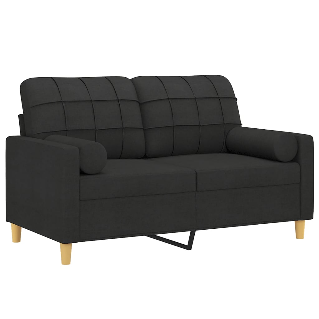 Canapea cu 2 locuri cu pernuțe, negru, 120 cm, textil GartenMobel Dekor