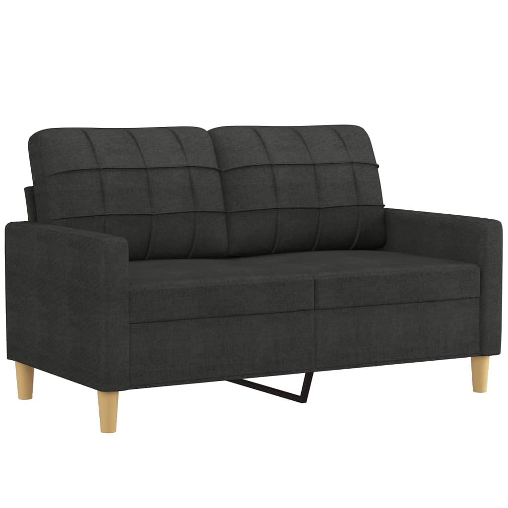 Canapea cu 2 locuri cu pernuțe, negru, 120 cm, textil GartenMobel Dekor