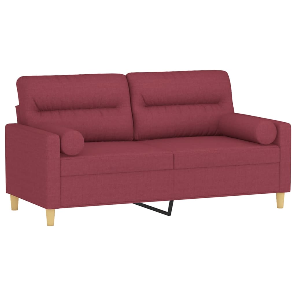 Canapea cu 2 locuri cu pernuțe, roșu vin, 140 cm, textil GartenMobel Dekor