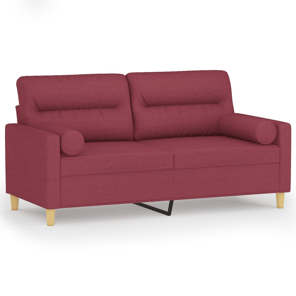 Canapea cu 2 locuri cu pernuțe, roșu vin, 140 cm, textil GartenMobel Dekor