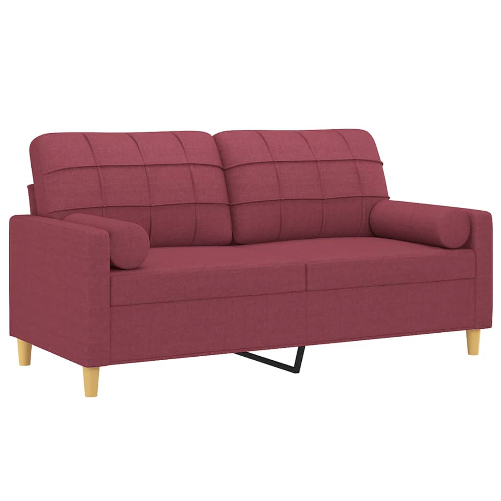 Canapea cu 2 locuri cu pernuțe, roșu vin, 140 cm, textil GartenMobel Dekor