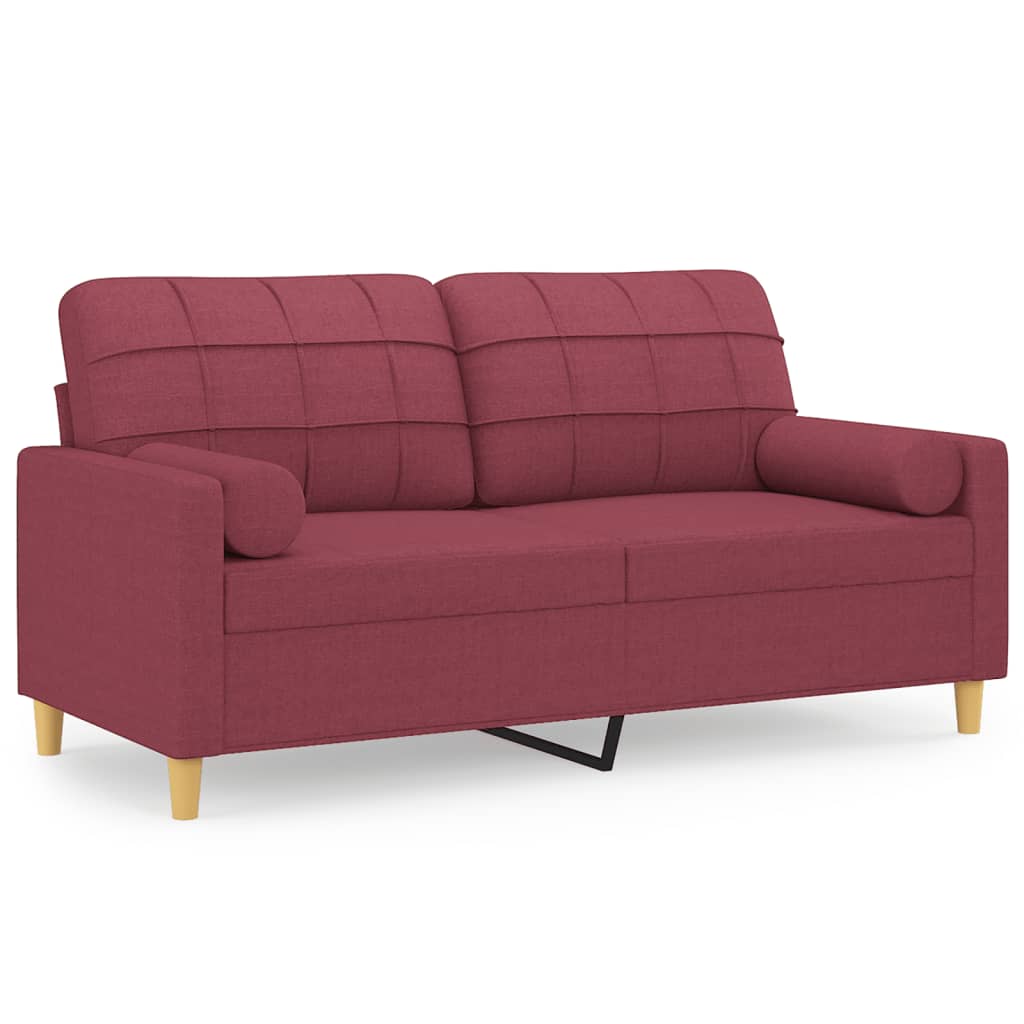Canapea cu 2 locuri cu pernuțe, roșu vin, 140 cm, textil GartenMobel Dekor