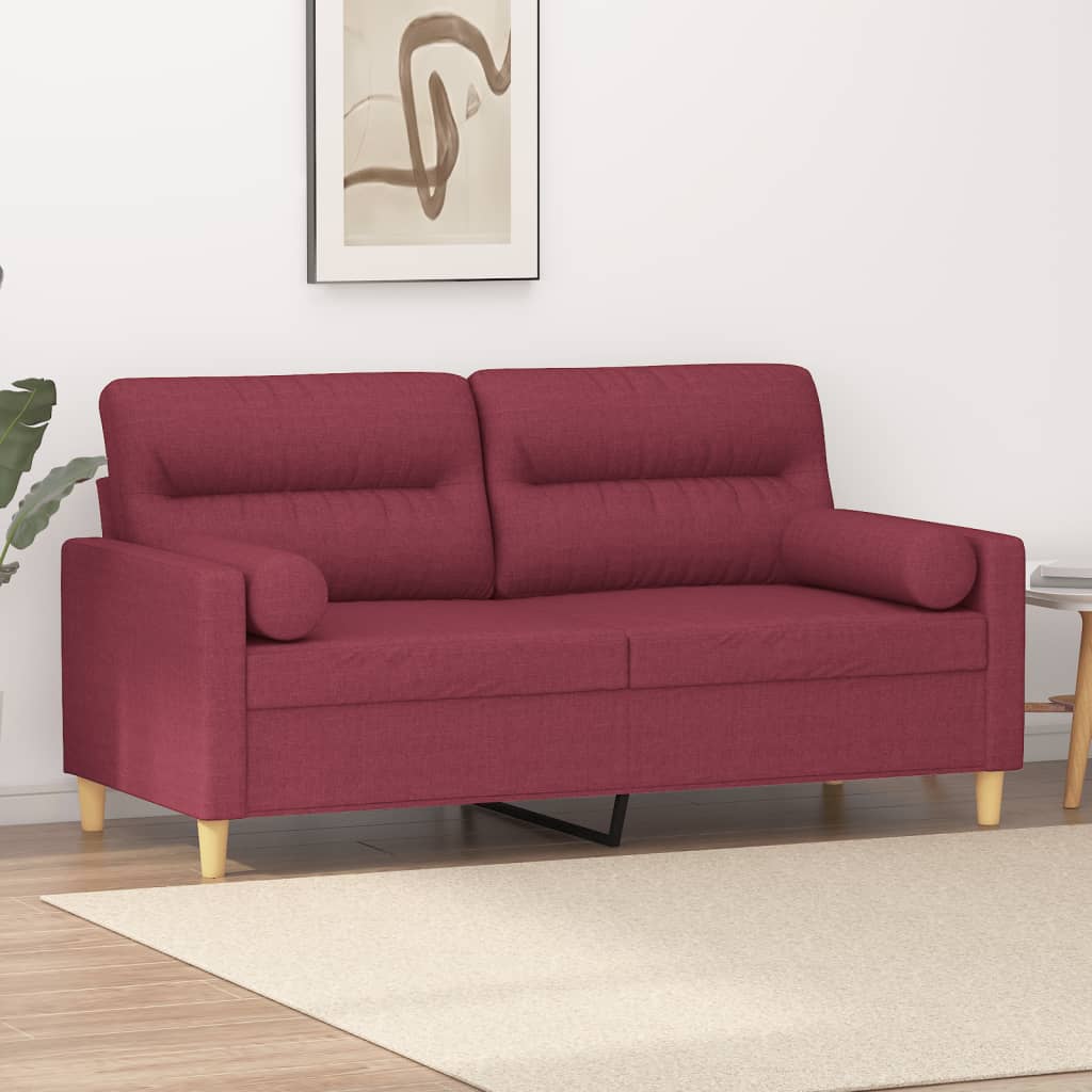 Canapea cu 2 locuri cu pernuțe, roșu vin, 140 cm, textil GartenMobel Dekor