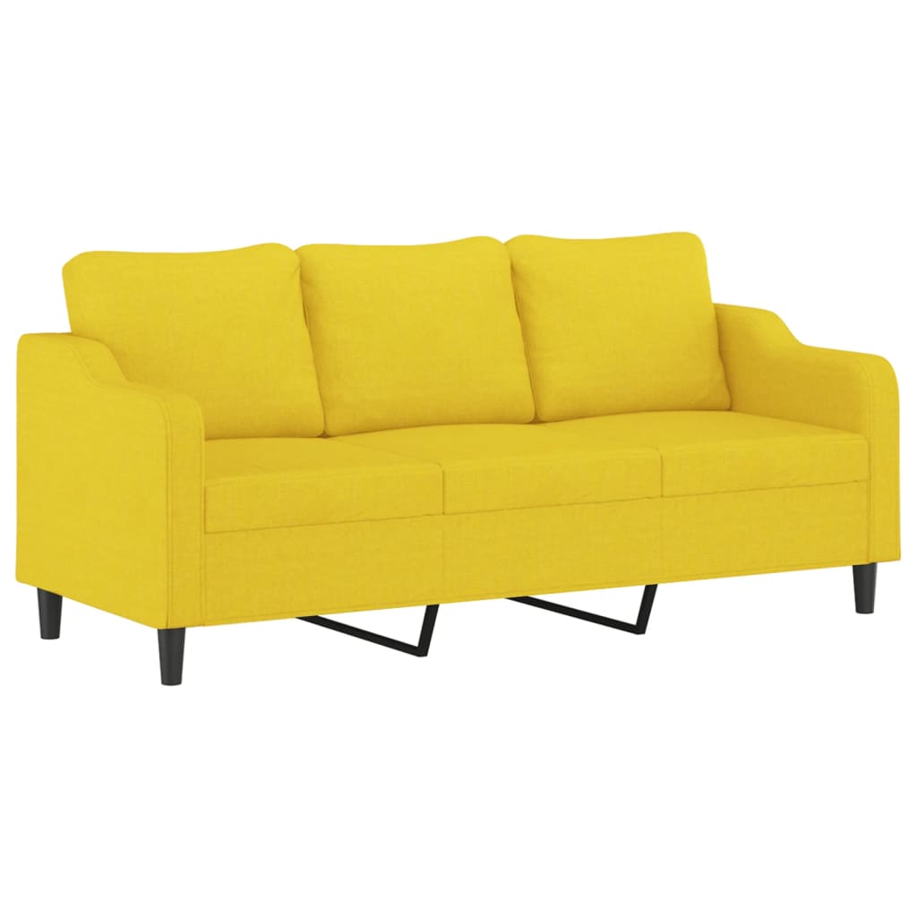 Canapea cu 3 locuri cu pernuțe, galben deschis, 180 cm, textil GartenMobel Dekor