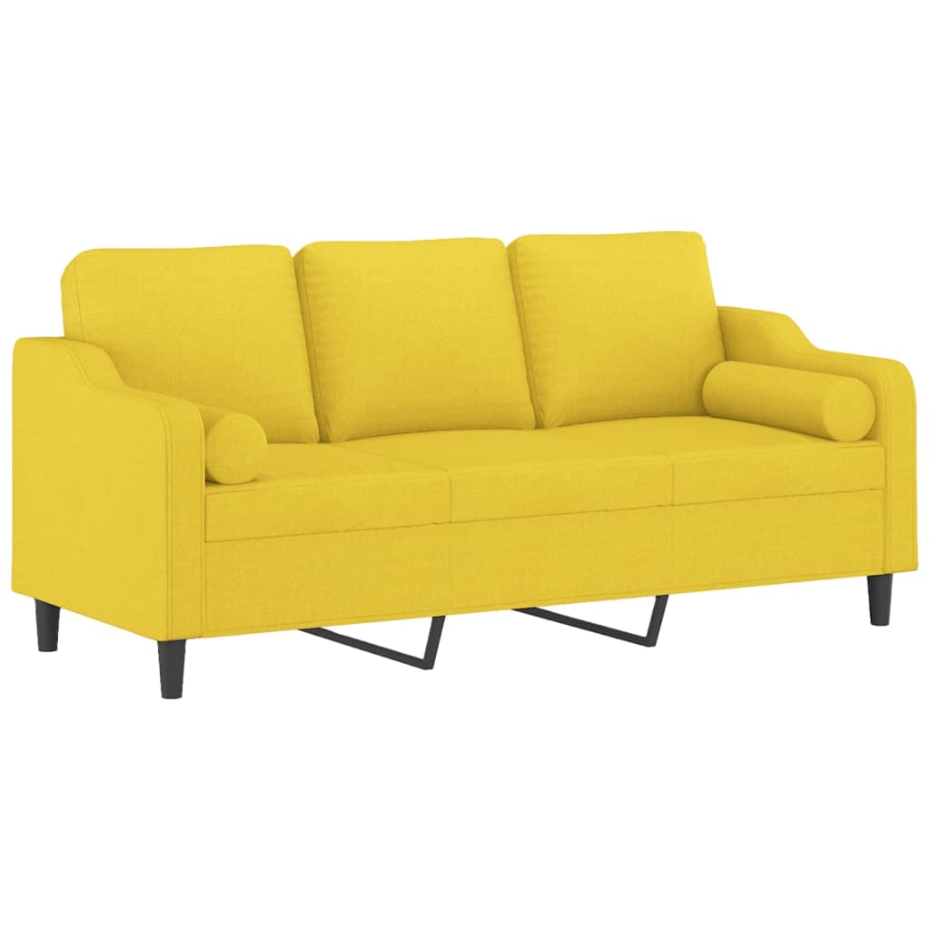Canapea cu 3 locuri cu pernuțe, galben deschis, 180 cm, textil GartenMobel Dekor