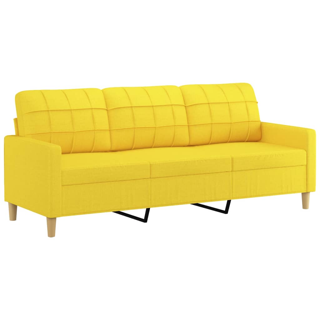 Canapea cu 3 locuri cu pernuțe, galben deschis, 180 cm, textil GartenMobel Dekor