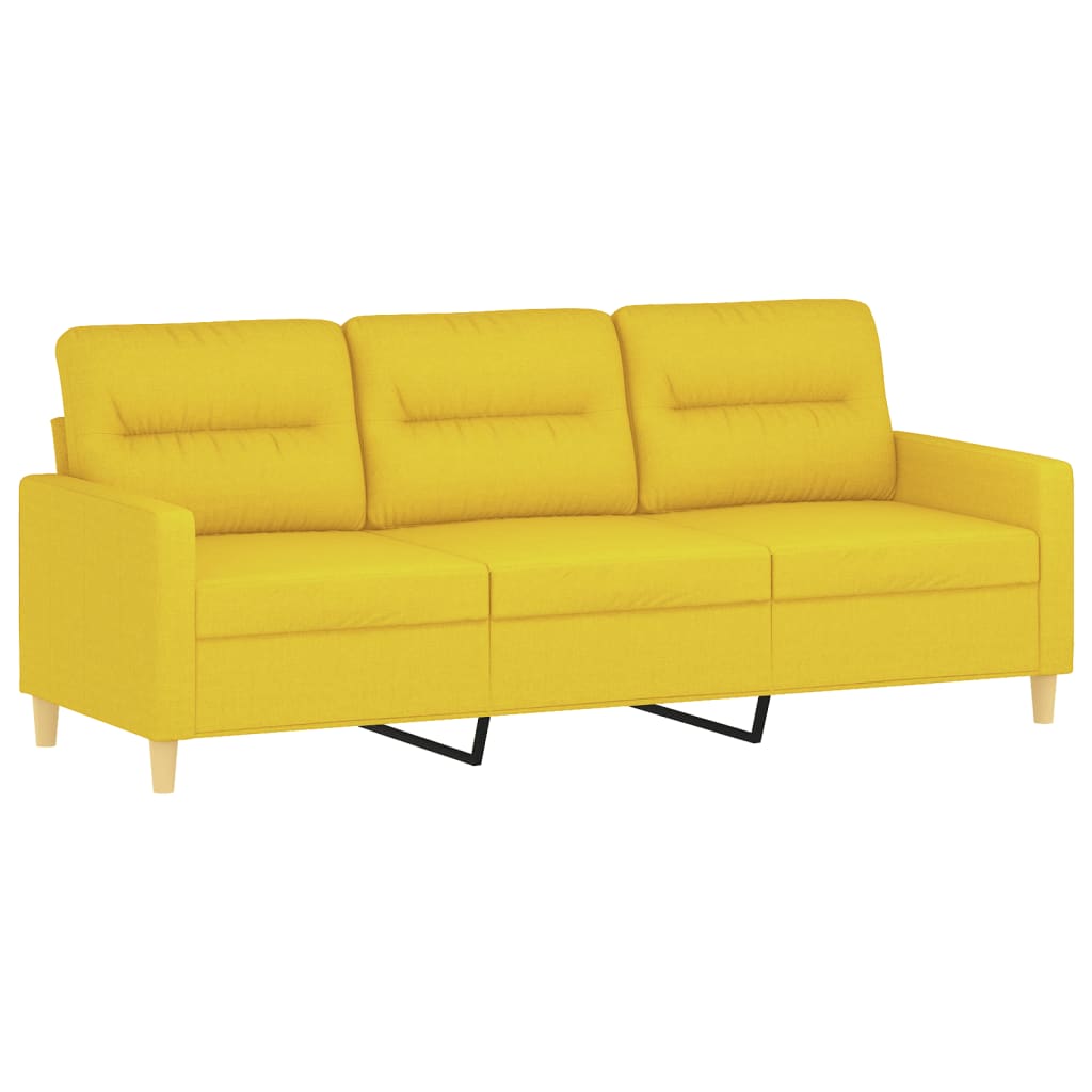 Canapea cu 3 locuri cu pernuțe, galben deschis, 180 cm, textil GartenMobel Dekor