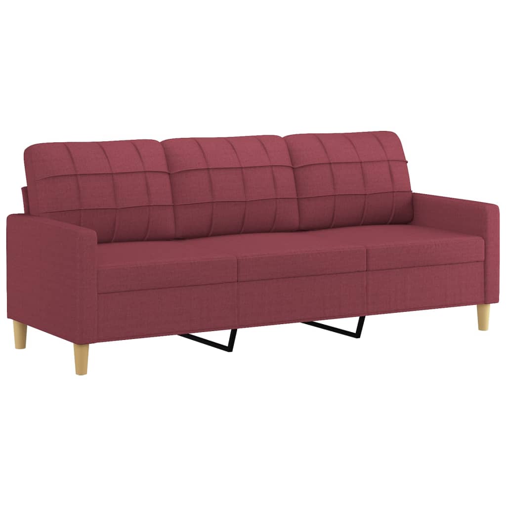 Canapea cu 3 locuri cu pernuțe, roșu vin, 180 cm, textil GartenMobel Dekor
