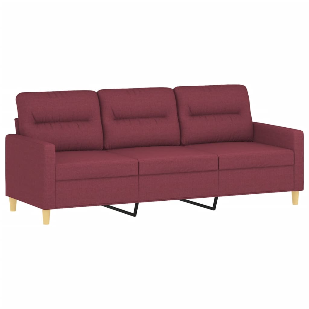 Canapea cu 3 locuri cu pernuțe, roșu vin, 180 cm, textil GartenMobel Dekor