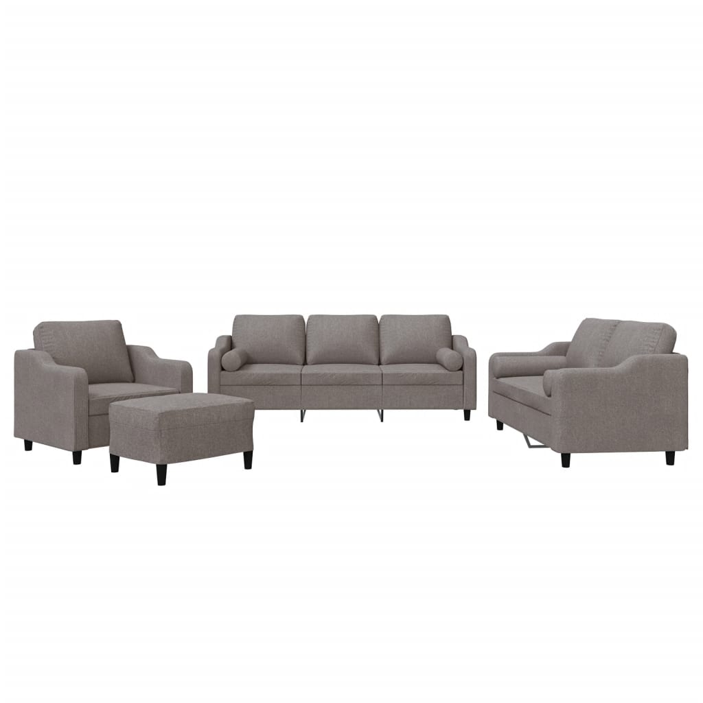 Set de canapele cu perne, 4 piese, gri taupe, textil GartenMobel Dekor
