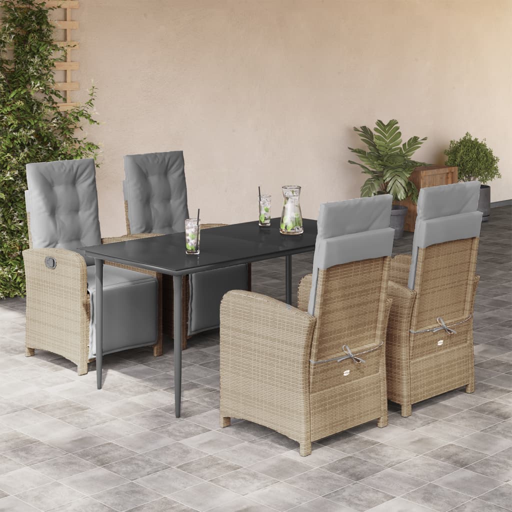 Set mobilier de grădină cu perne, 5 piese, bej, poliratan GartenMobel Dekor