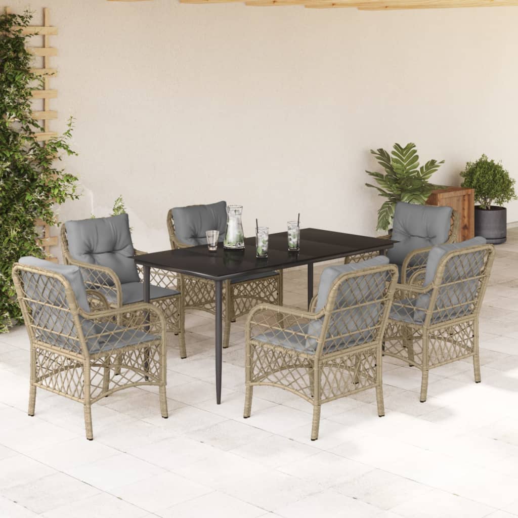 Set mobilier pentru grădină, 7 piese, cu perne, bej, poliratan GartenMobel Dekor