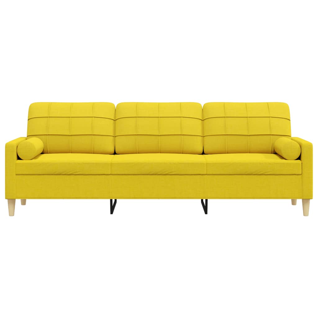Canapea cu 3 locuri cu pernuțe, galben deschis, 210 cm, textil GartenMobel Dekor