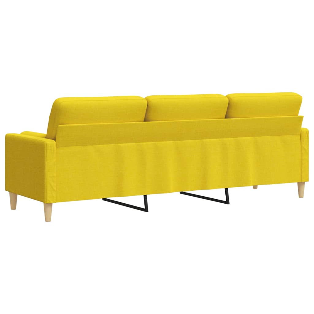 Canapea cu 3 locuri cu pernuțe, galben deschis, 210 cm, textil GartenMobel Dekor