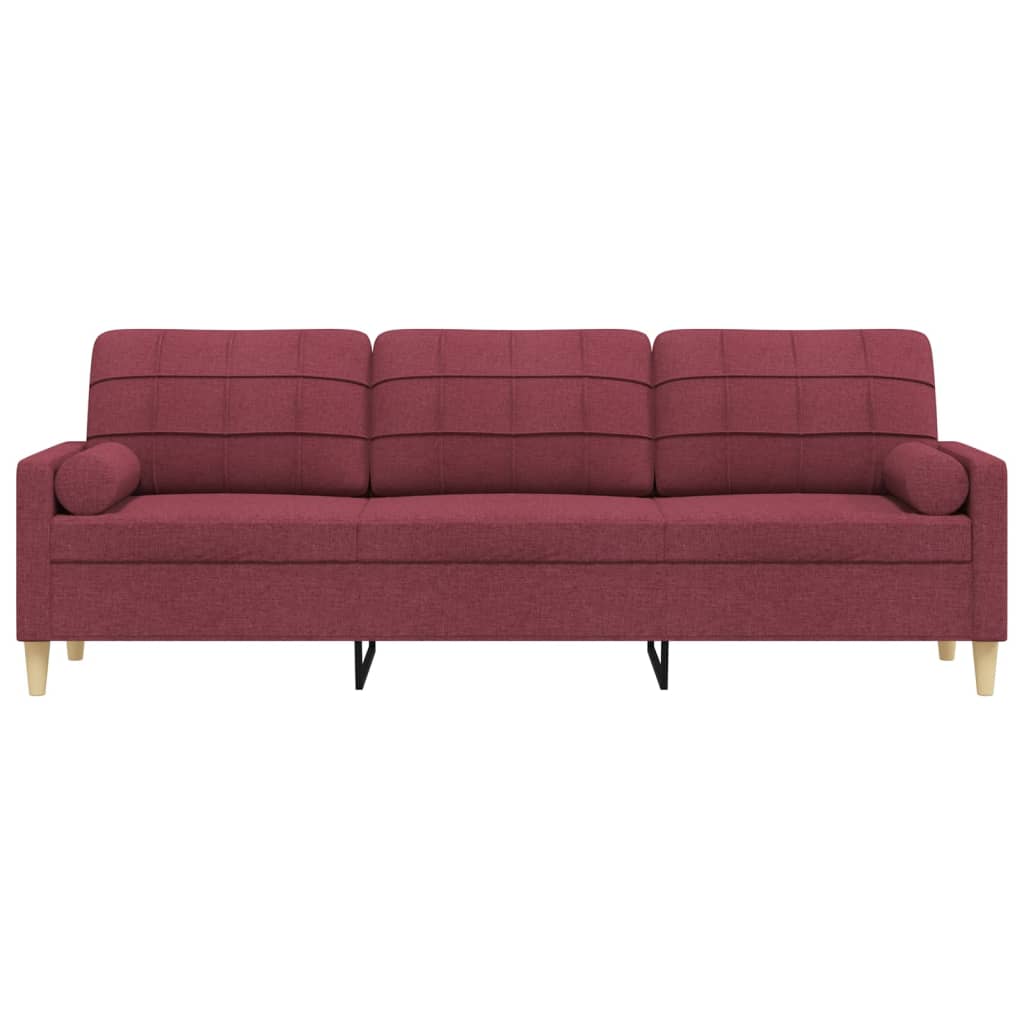 Canapea cu 3 locuri cu pernuțe, roșu vin, 210 cm, textil GartenMobel Dekor