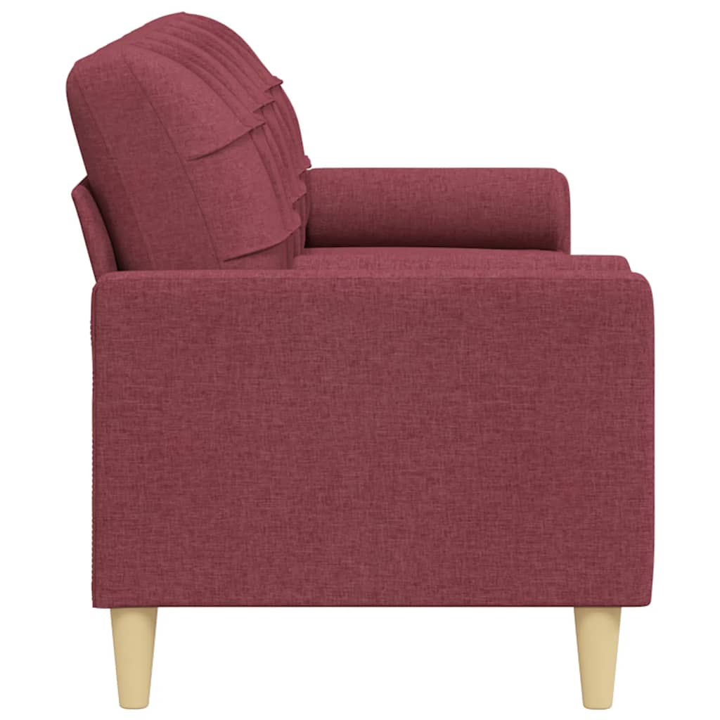 Canapea cu 3 locuri cu pernuțe, roșu vin, 210 cm, textil GartenMobel Dekor