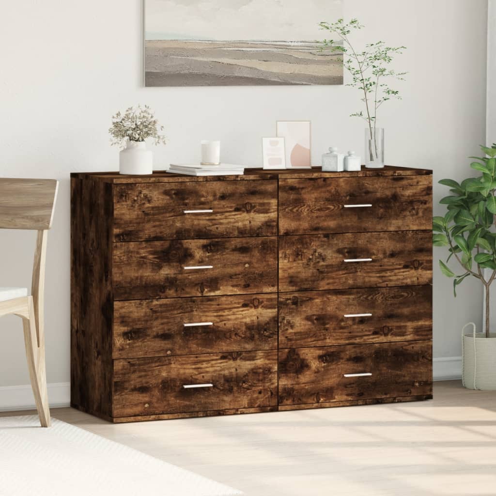 Dulapuri, 2 buc., stejar fumuriu, 60x39x80 cm, lemn prelucrat GartenMobel Dekor