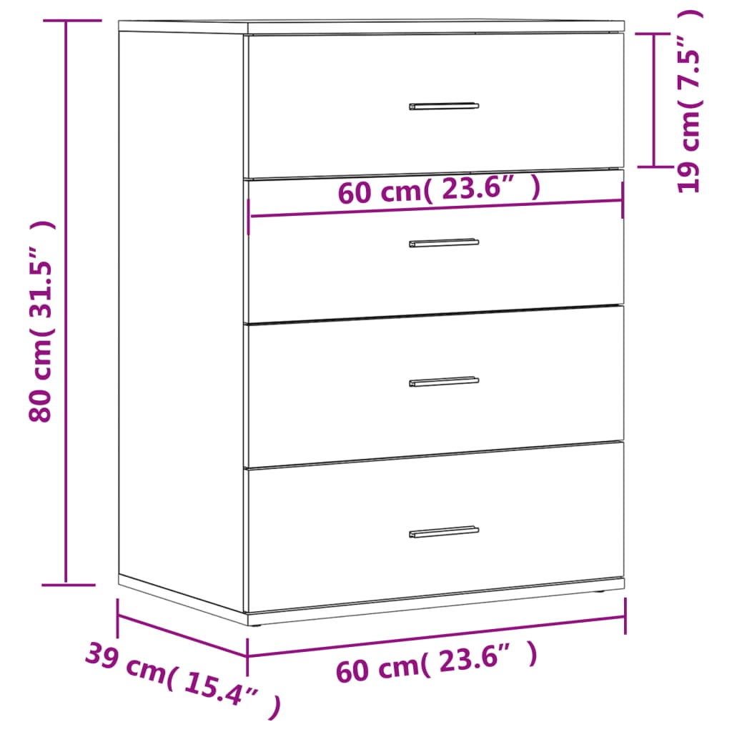 Dulapuri, 2 buc., stejar fumuriu, 60x39x80 cm, lemn prelucrat GartenMobel Dekor