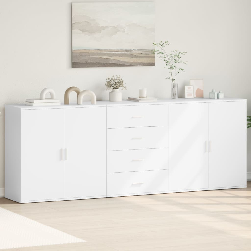 Servante, 3 piese, alb, lemn prelucrat GartenMobel Dekor