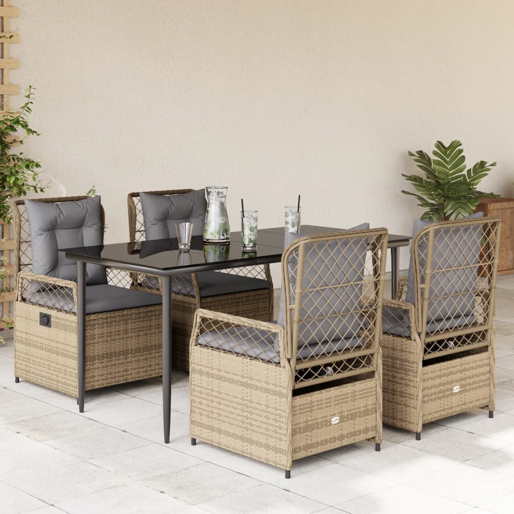 Set mobilier de grădină cu perne, 5 piese, bej, poliratan GartenMobel Dekor
