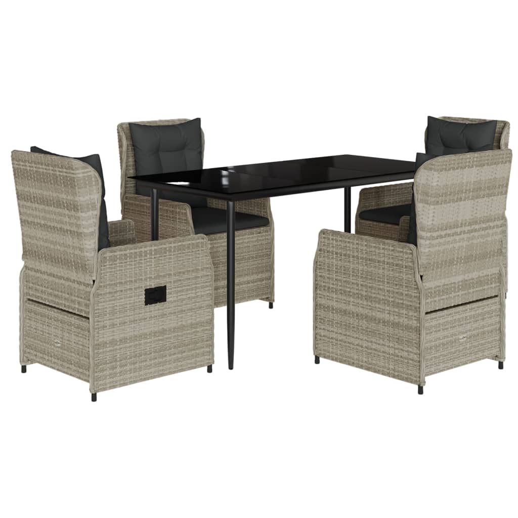 Set mobilier de grădină cu perne, 5 piese gri deschis poliratan GartenMobel Dekor