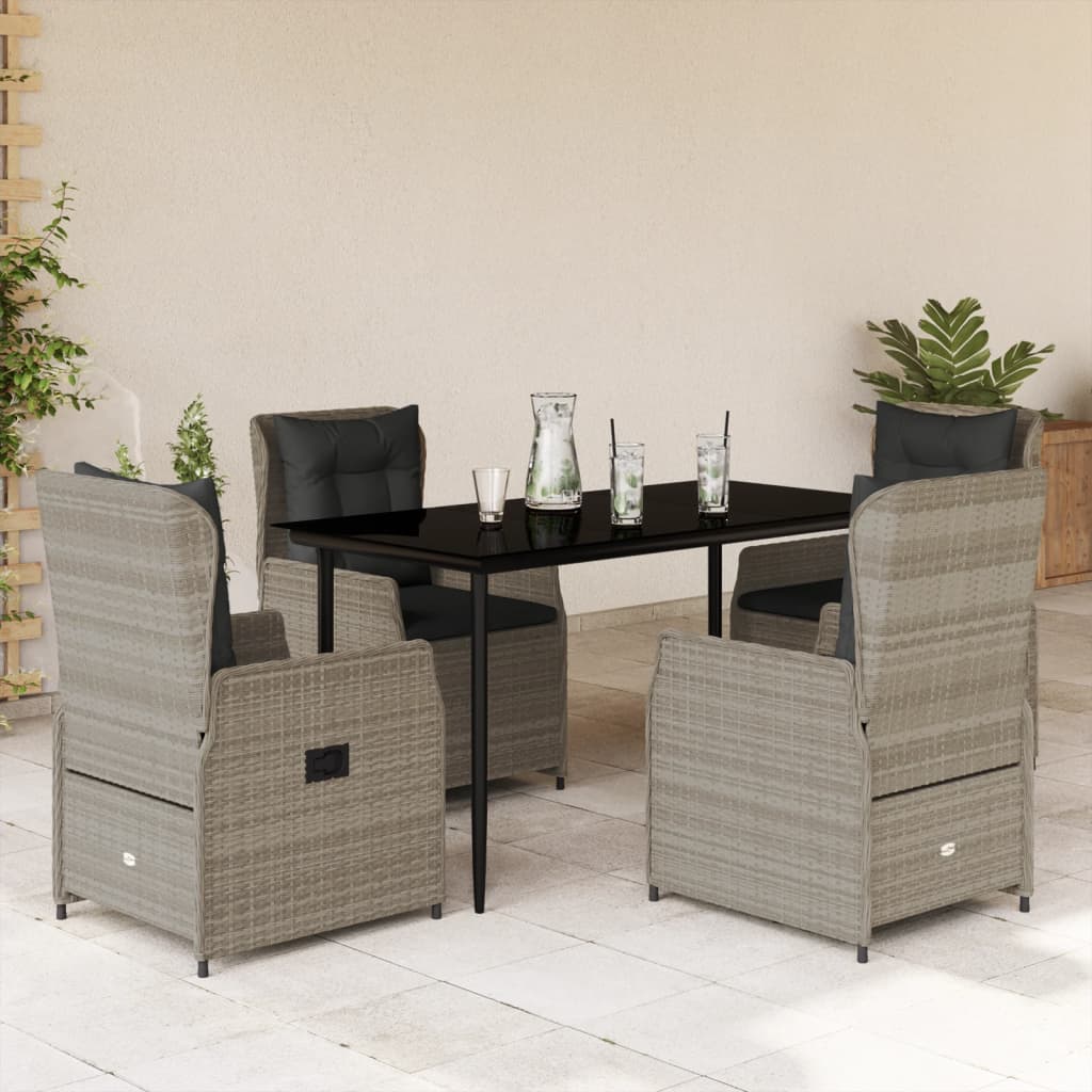 Set mobilier de grădină cu perne, 5 piese gri deschis poliratan GartenMobel Dekor