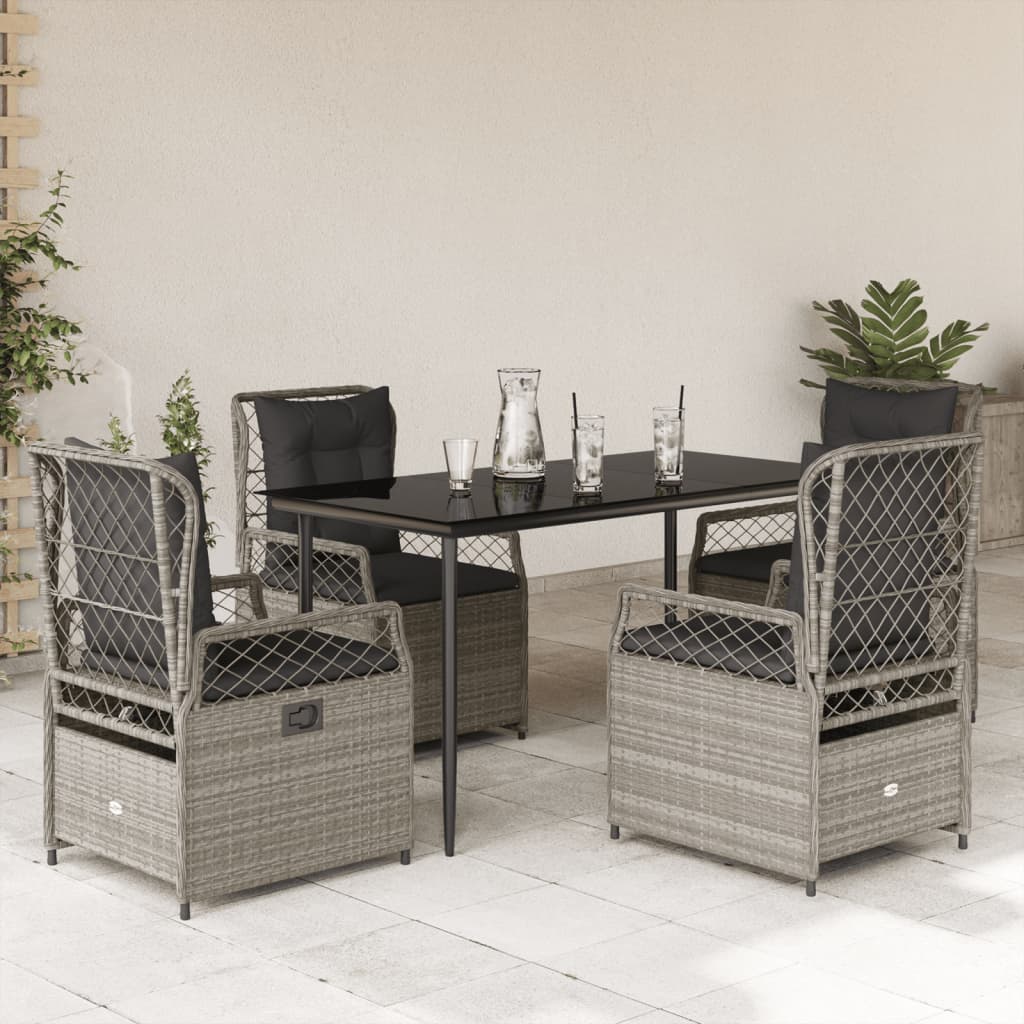 Set mobilier de grădină cu perne, 5 piese gri deschis poliratan GartenMobel Dekor