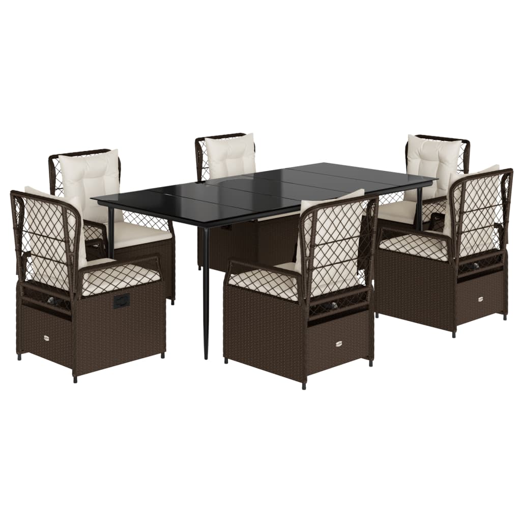 Set mobilier de grădină cu perne, 7 piese, maro, poliratan GartenMobel Dekor