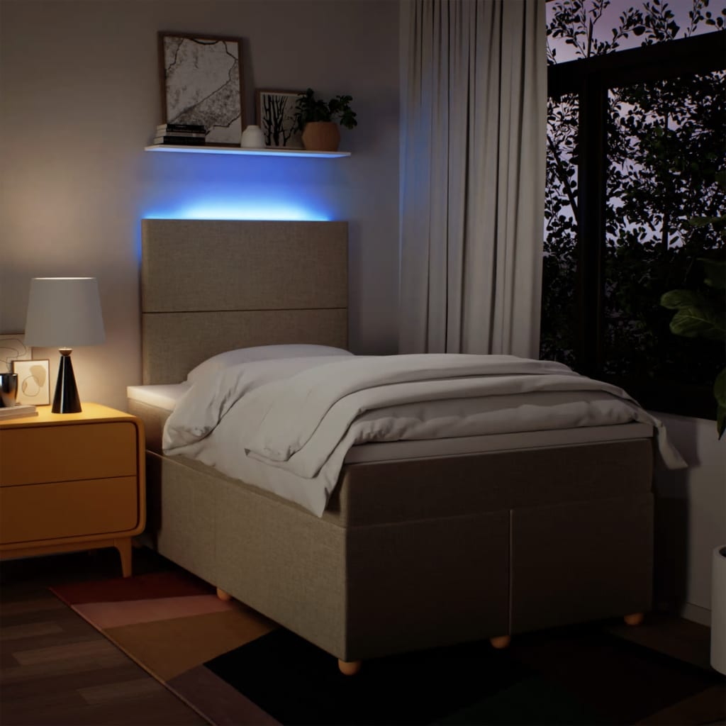 Pat continental cu saltea, crem, 120x190 cm, textil GartenMobel Dekor