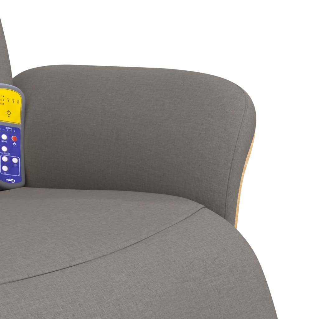 Fotoliu masaj rabatabil cu suport picioare, gri taupe, textil GartenMobel Dekor