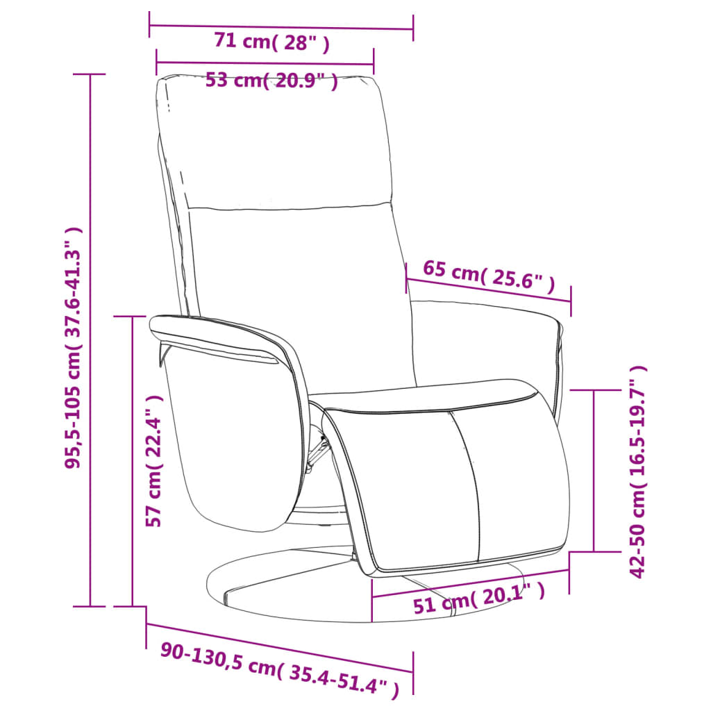 Fotoliu rabatabil cu suport de picioare, crem, piele ecologică  GartenMobel Dekor