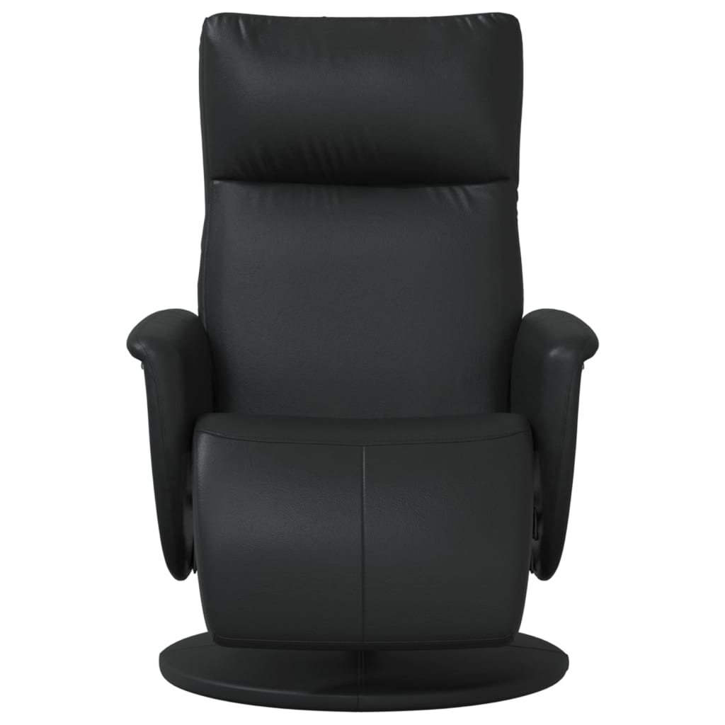 Fotoliu rabatabil cu suport de picioare, negru, piele ecologică GartenMobel Dekor