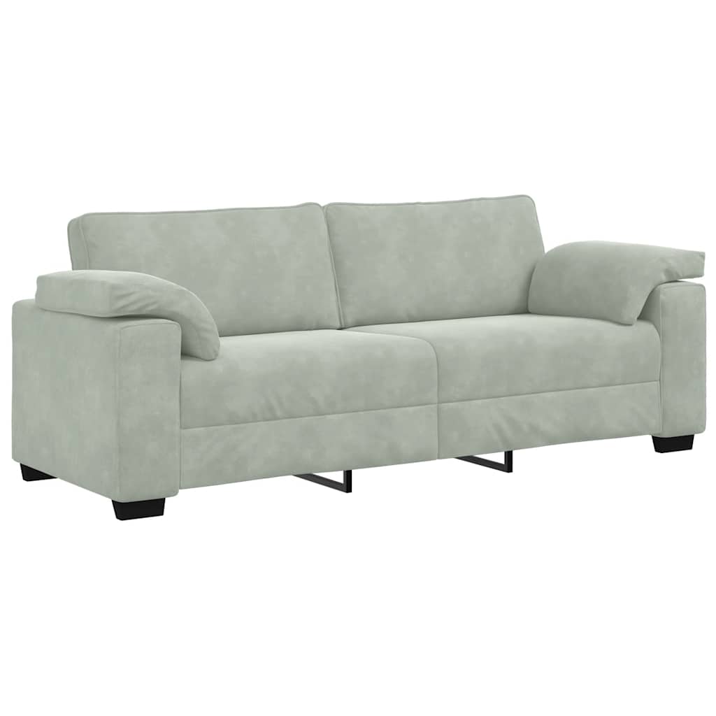 Set de canapele cu perne, 3 piese, gri deschis, catifea GartenMobel Dekor