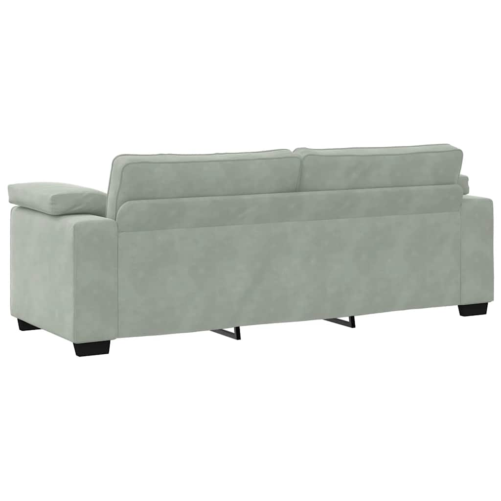 Set de canapele cu perne, 3 piese, gri deschis, catifea GartenMobel Dekor