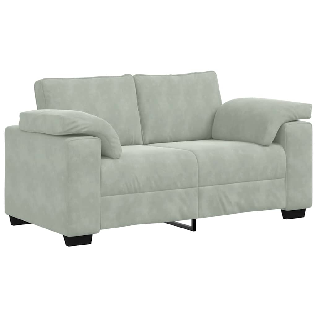 Set de canapele cu perne, 3 piese, gri deschis, catifea GartenMobel Dekor