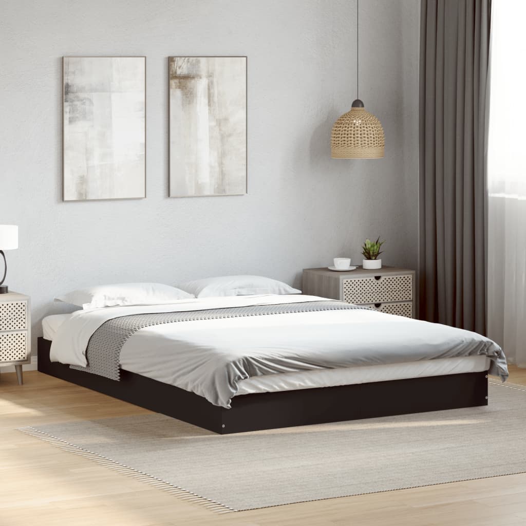 Cadru de pat, negru, 140x200 cm, lemn prelucrat GartenMobel Dekor