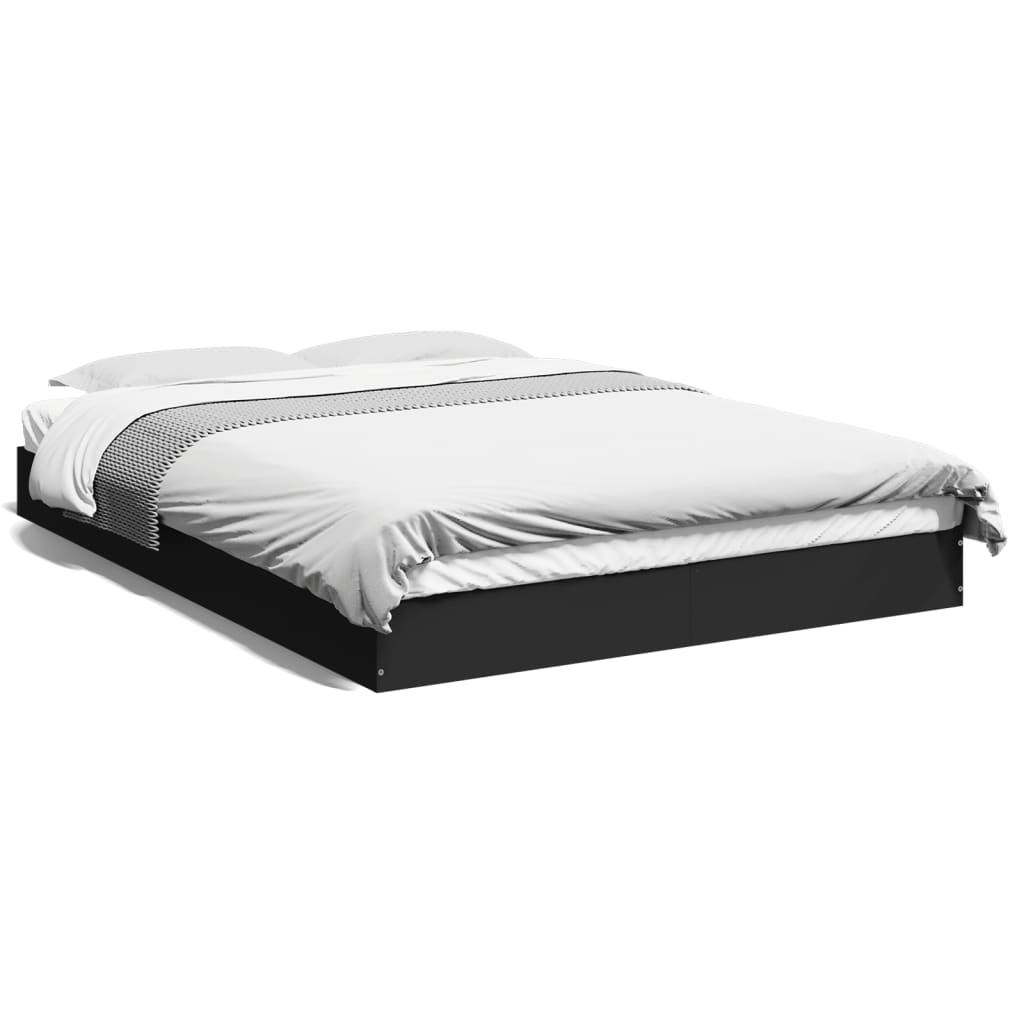 Cadru de pat, negru, 140x200 cm, lemn prelucrat GartenMobel Dekor