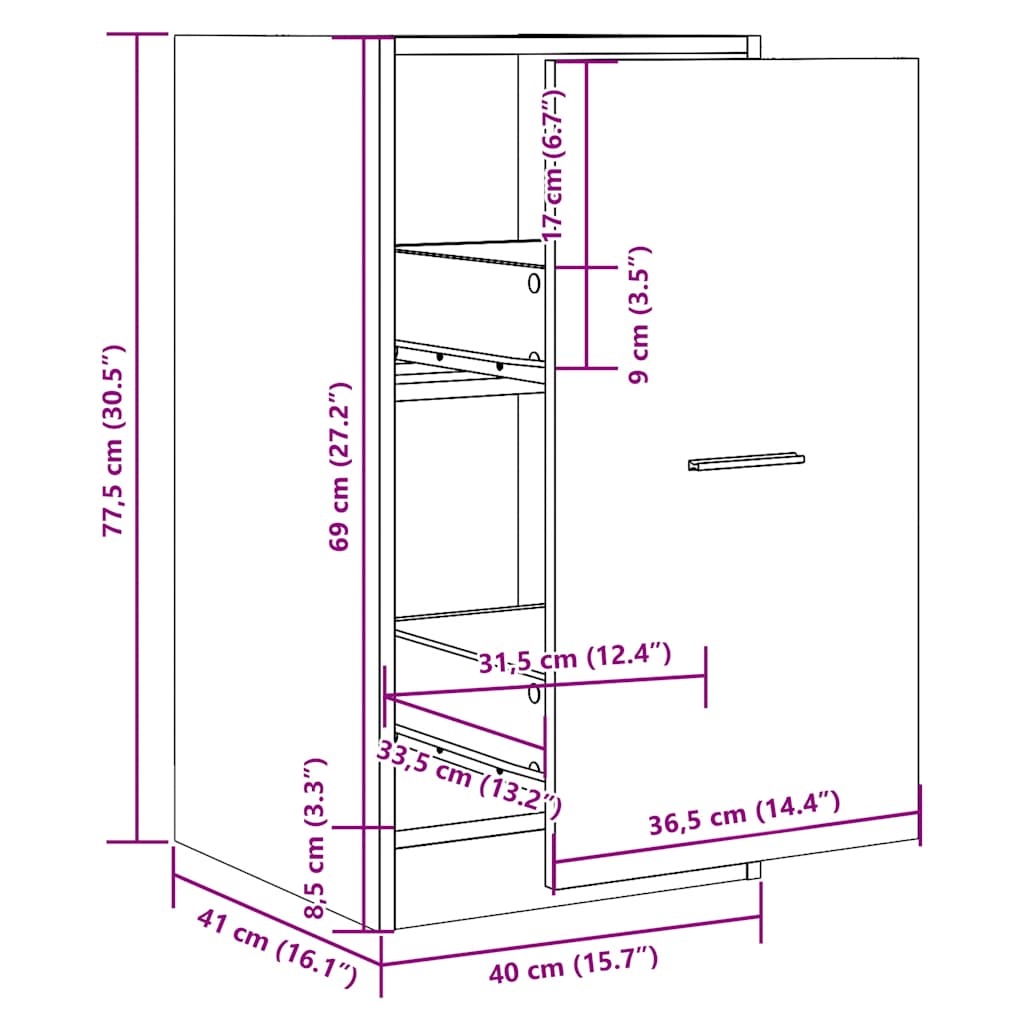 Dulap farmacie, stejar artizanal, 40x41x77,5 cm, lemn prelucrat GartenMobel Dekor