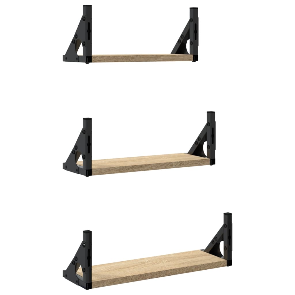 Set rafturi de perete, 3 buc., stejar sonoma, lemn prelucrat GartenMobel Dekor
