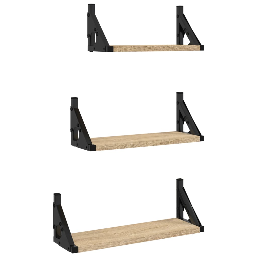 Set rafturi de perete, 3 buc., stejar sonoma, lemn prelucrat GartenMobel Dekor