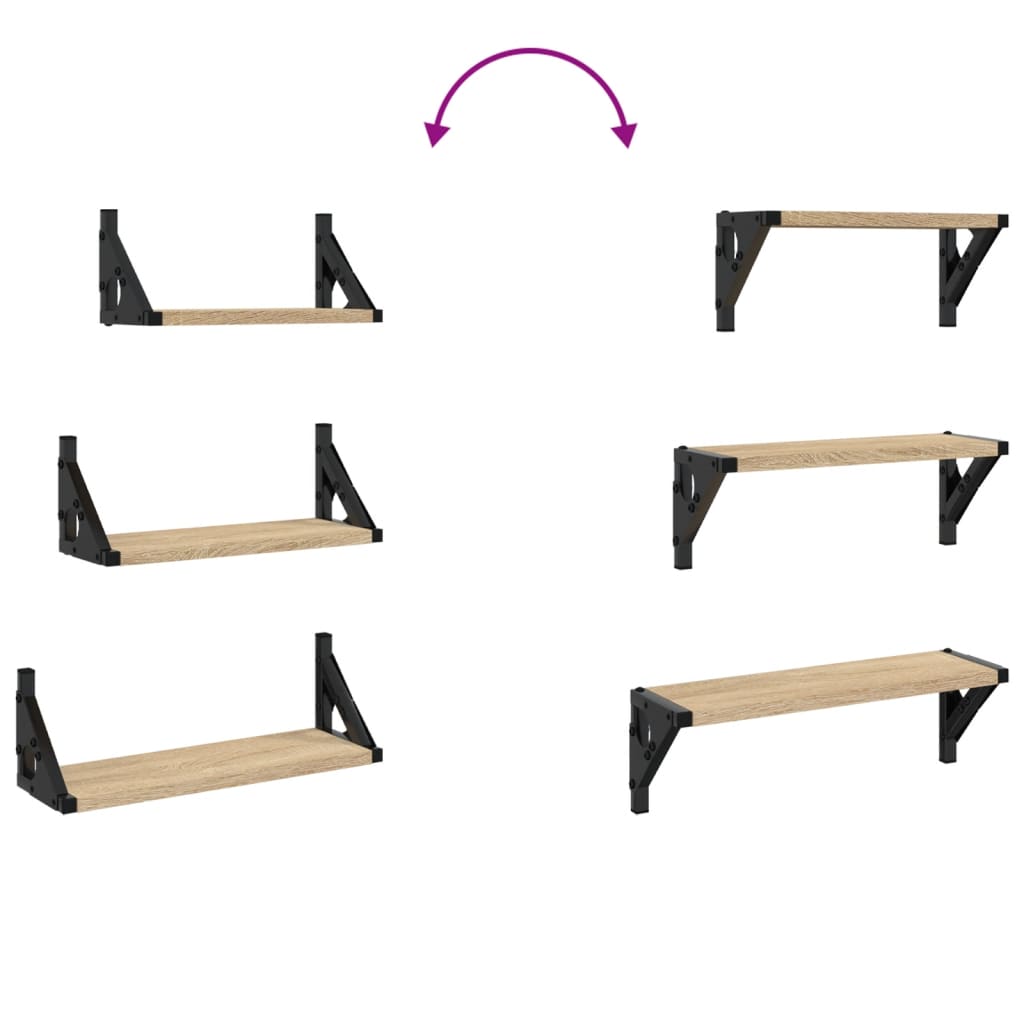 Set rafturi de perete, 3 buc., stejar sonoma, lemn prelucrat GartenMobel Dekor
