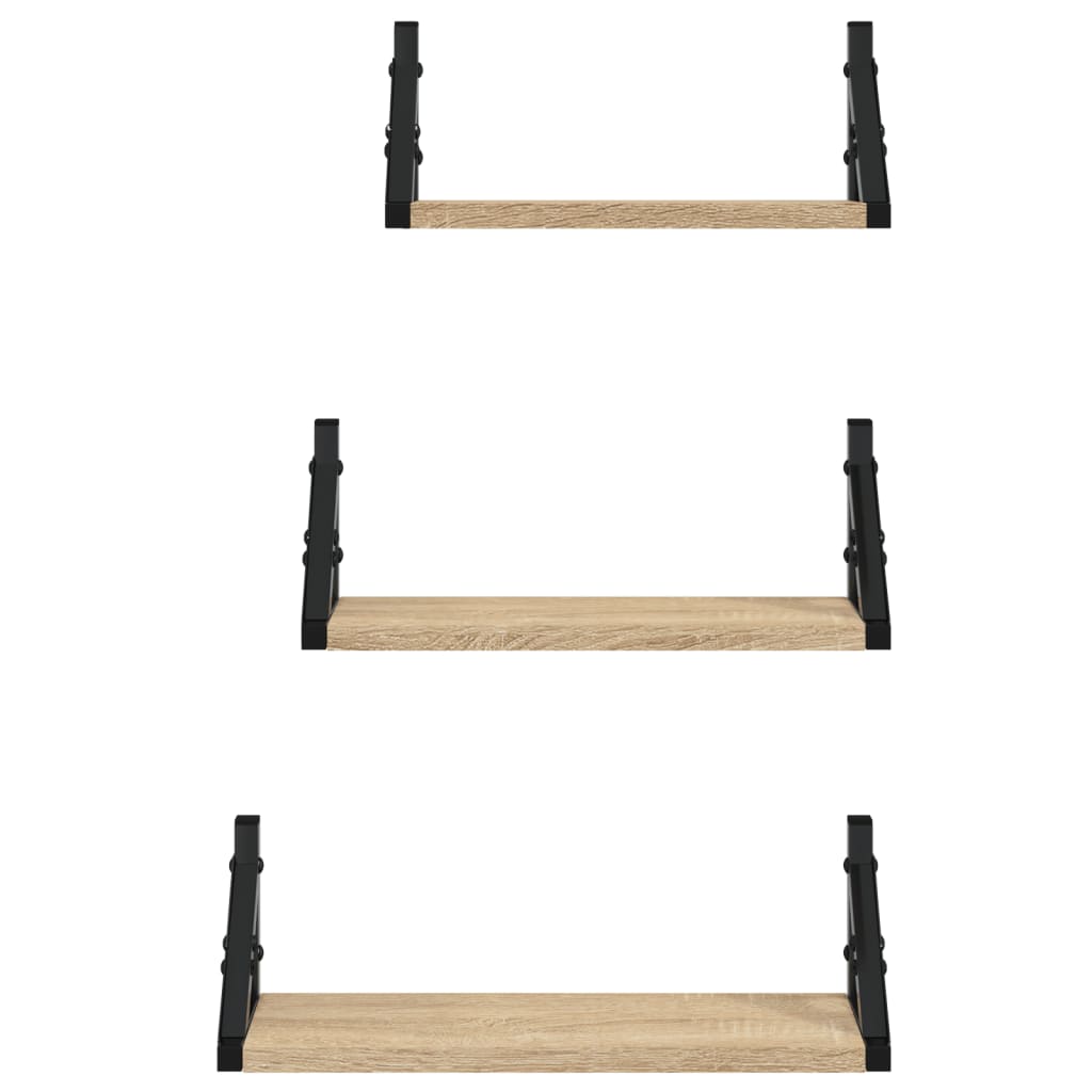 Set rafturi de perete, 3 buc., stejar sonoma, lemn prelucrat GartenMobel Dekor