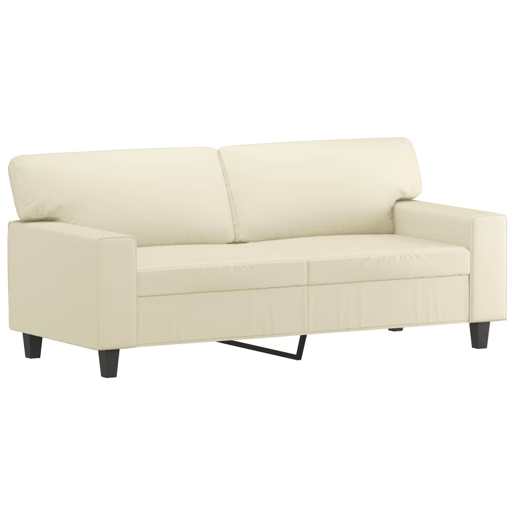 Canapea cu 2 locuri cu pernuțe, crem, 140 cm, piele ecologică GartenMobel Dekor