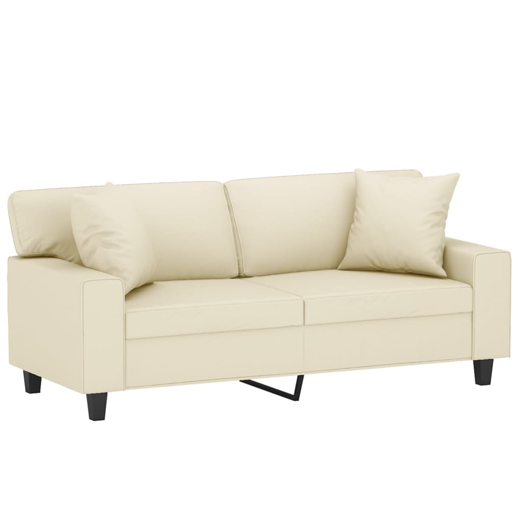 Canapea cu 2 locuri cu pernuțe, crem, 140 cm, piele ecologică GartenMobel Dekor