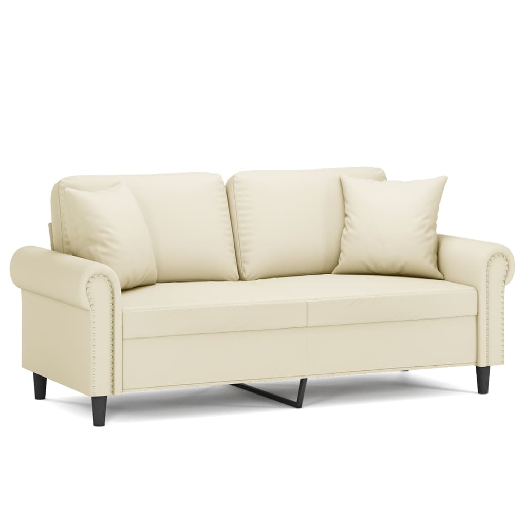 Canapea cu 2 locuri cu pernuțe, crem, 140 cm, piele ecologică GartenMobel Dekor